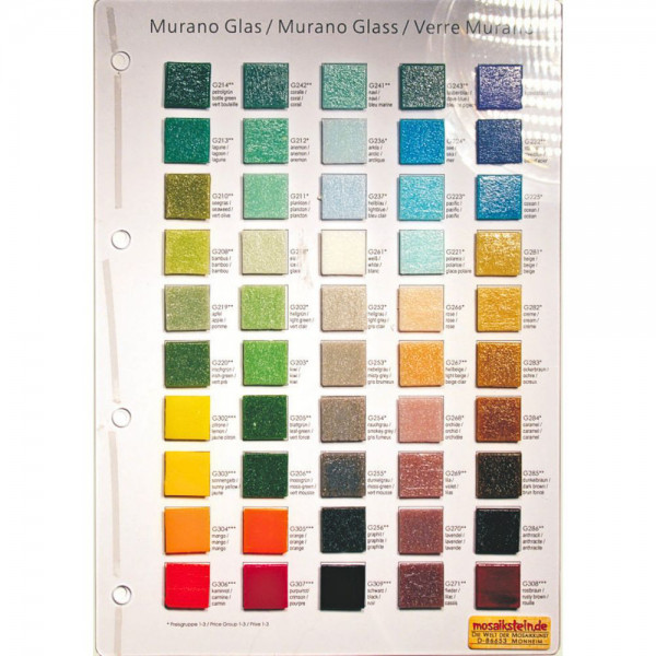 Mustertafel - Murano Glas